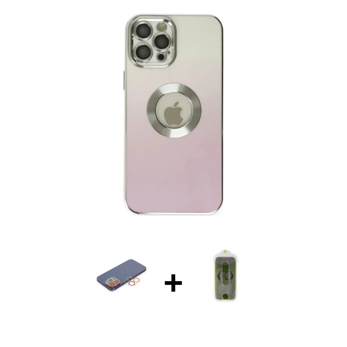 MARSİLYAN™- iPhone 12 Pro Max Kılıf Kutup Yansıma Özel Seri - Siyah Joko Magic 5D Hayalet Cam + Renkli Kamera Lens Koruma Cam - TU