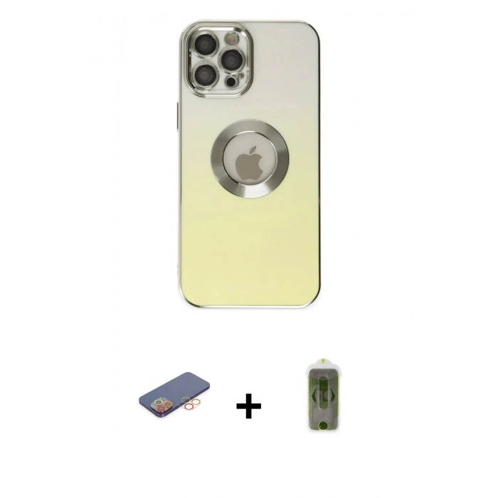 MARSİLYAN™- iPhone 12 Pro Max Kılıf Kutup Yansıma Özel Seri - Siyah Joko Magic 5D Hayalet Cam + Renkli Kamera Lens Koruma Cam - TU