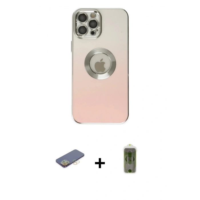 MARSİLYAN™- iPhone 12 Pro Max Kılıf Kutup Yansıma Özel Seri - Siyah Joko Magic 5D Hayalet Cam + Renkli Kamera Lens Koruma Cam - SI