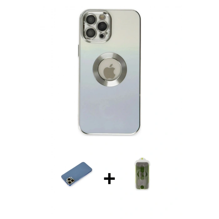 MARSİLYAN™- iPhone 12 Pro Max Kılıf Kutup Yansıma Özel Seri - Siyah Joko Magic 5D Hayalet Cam + Shine Kamera Lens Koruma Cam - GD