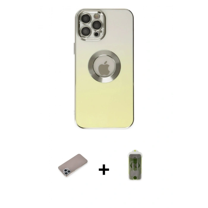 MARSİLYAN™- iPhone 12 Pro Max Kılıf Kutup Yansıma Özel Seri - Siyah Joko Magic 5D Hayalet Cam + Shine Kamera Lens Koruma Cam - SABE