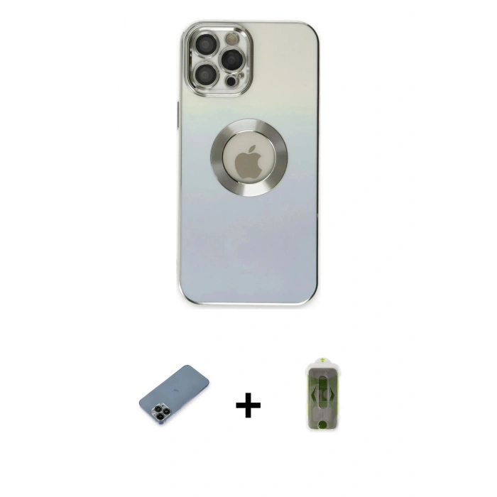 MARSİLYAN™- iPhone 12 Pro Max Kılıf Kutup Yansıma Özel Seri - Siyah Joko Magic 5D Hayalet Cam + Siyah Shine Kamera Lens Koruma Cam