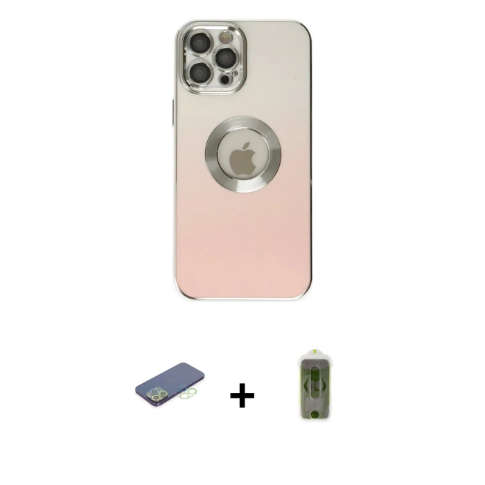 MARSİLYAN™- iPhone 12 Pro Max Kılıf Kutup Yansıma Özel Seri - Siyah Joko Magic 5D Hayalet Cam + Yeşil Renkli Kamera Lens Koruma Cam