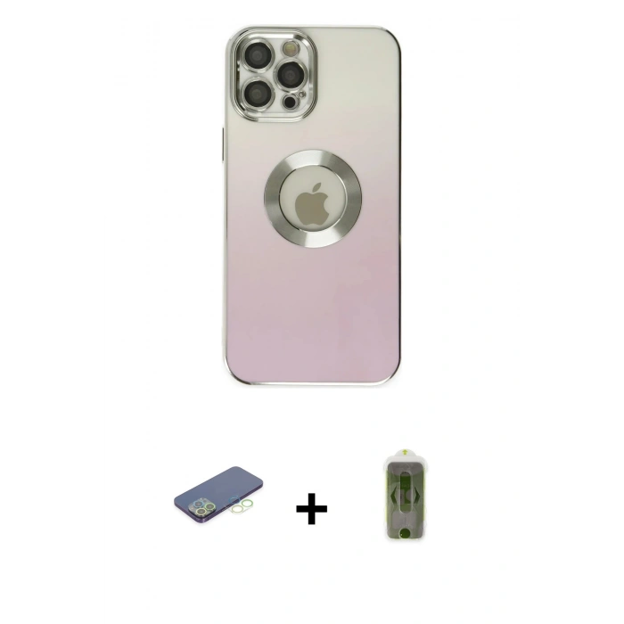 MARSİLYAN™- iPhone 12 Pro Max Kılıf Kutup Yansıma Özel Seri - Siyah Joko Magic 5D Hayalet Cam + Yeşil Renkli Kamera Lens Koruma Cam