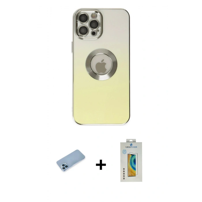 MARSİLYAN™- iPhone 12 Pro Max Kılıf Kutup Yansıma Özel Seri - Siyah Polymer Nano Ekran Koruyucu + Shine Kamera Lens Koruma Cam - MI
