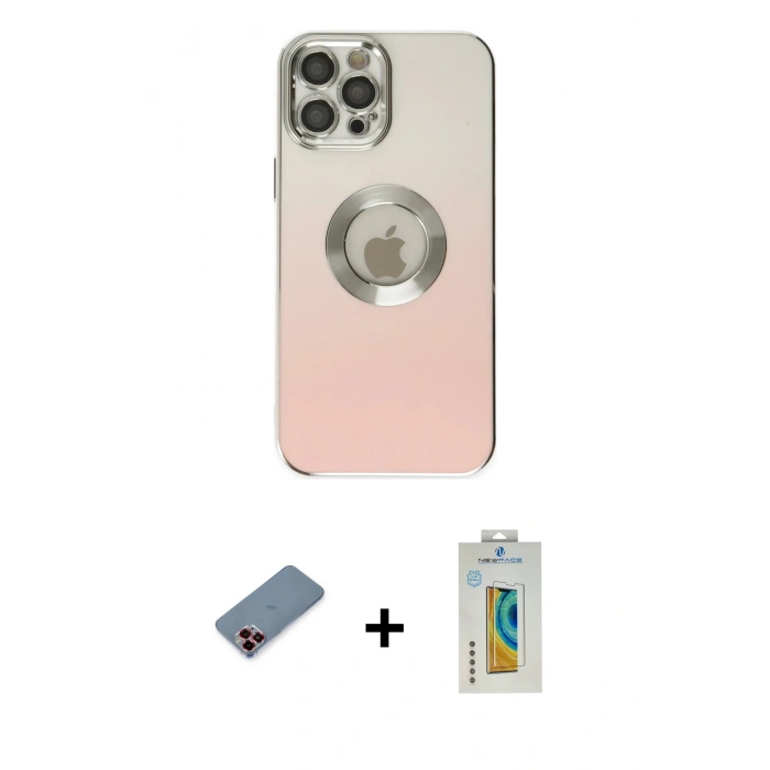 MARSİLYAN™- iPhone 12 Pro Max Kılıf Kutup Yansıma Özel Seri - Siyah Polymer Nano Ekran Koruyucu + Metal Kamera Lens Koruma Cam - KI