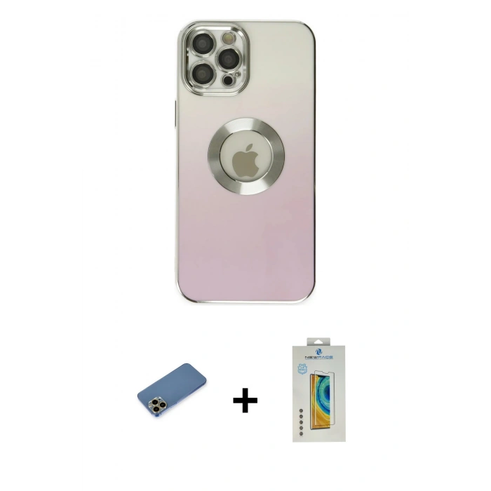 MARSİLYAN™- iPhone 12 Pro Max Kılıf Kutup Yansıma Özel Seri - Siyah Polymer Nano Ekran Koruyucu + Shine Kamera Lens Koruma Cam - GD