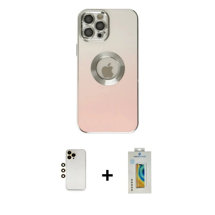 MARSİLYAN™- iPhone 12 Pro Max Kılıf Kutup Yansıma Özel Seri - Siyah Polymer Nano Ekran Koruyucu + Shine Kamera Lens - GD