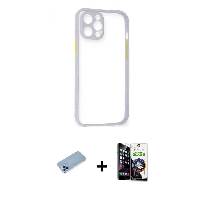 MARSİLYAN™- iPhone 12 Pro Max Kılıf Nova Asil Özel Seri - Şeffaf Temperli Cam Ekran Koruyucu + Shine Kamera Lens Koruma Cam - MI