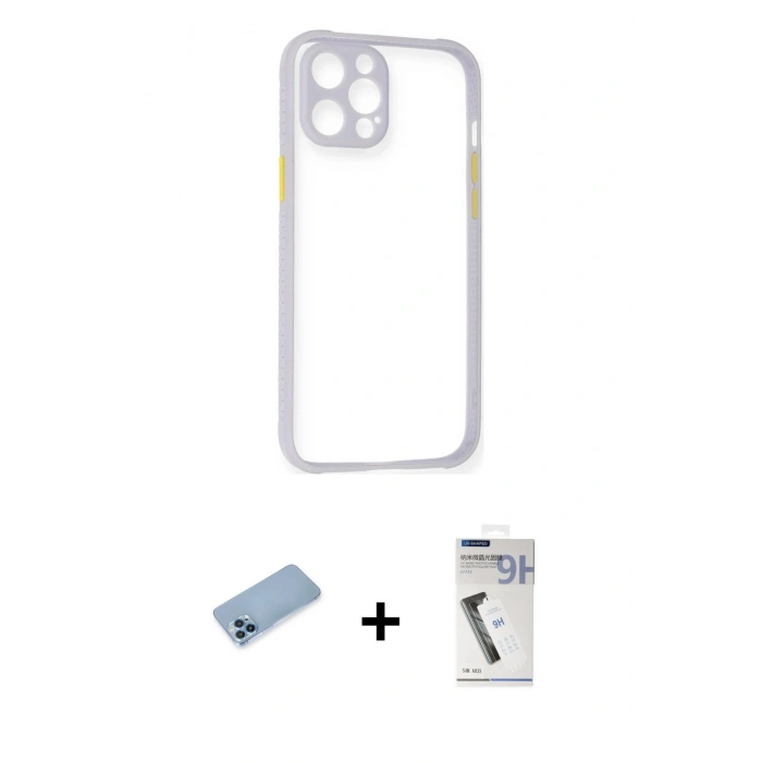 MARSİLYAN™- iPhone 12 Pro Max Kılıf Nova Asil Özel Seri - Şeffaf Uv Polymer Nano Ekran Koruyucu + Shine Kamera Lens Koruma Cam - MI