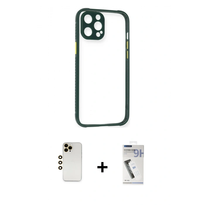 MARSİLYAN™- iPhone 12 Pro Max Kılıf Nova Asil Özel Seri - Şeffaf Uv Polymer Nano Ekran Koruyucu + Shine Kamera Lens - GD