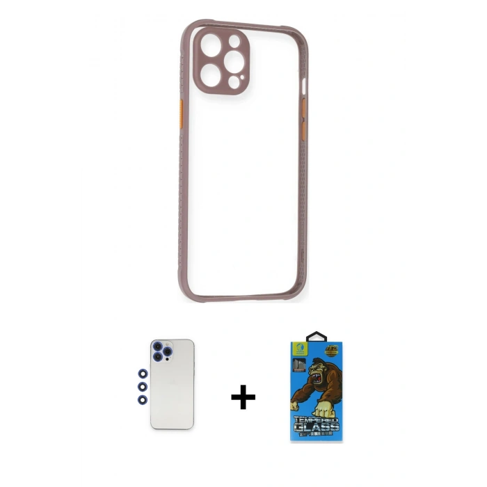MARSİLYAN™- iPhone 12 Pro Max Kılıf Nova Asil Özel Seri - Siyah 18D Cam Ekran Koruyucu + Shine Kamera Lens - LT