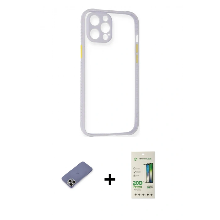 MARSİLYAN™- iPhone 12 Pro Max Kılıf Nova Asil Özel Seri - Siyah 20D Premium Cam Ekran Koruyucu + Metal Kamera Lens Koruma Cam - GD