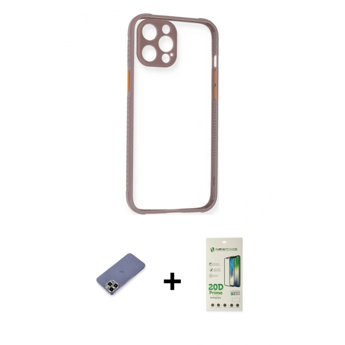 MARSİLYAN™- iPhone 12 Pro Max Kılıf Nova Asil Özel Seri - Siyah 20D Premium Cam Ekran Koruyucu + Metal Kamera Lens Koruma Cam - GD