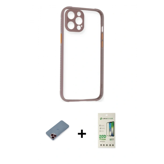 MARSİLYAN™- iPhone 12 Pro Max Kılıf Nova Asil Özel Seri - Siyah 20D Premium Cam Ekran Koruyucu + Metal Kamera Lens Koruma Cam - KI