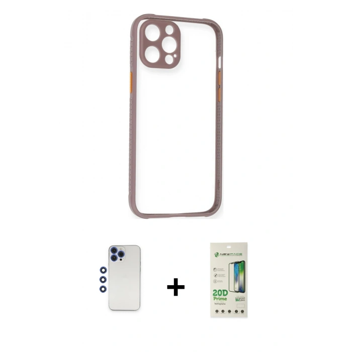 MARSİLYAN™- iPhone 12 Pro Max Kılıf Nova Asil Özel Seri - Siyah 20D Premium Cam Ekran Koruyucu + Shine Kamera Lens - LT
