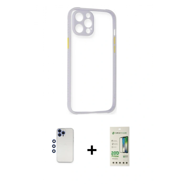 MARSİLYAN™- iPhone 12 Pro Max Kılıf Nova Asil Özel Seri - Siyah 20D Premium Cam Ekran Koruyucu + Shine Kamera Lens - LT