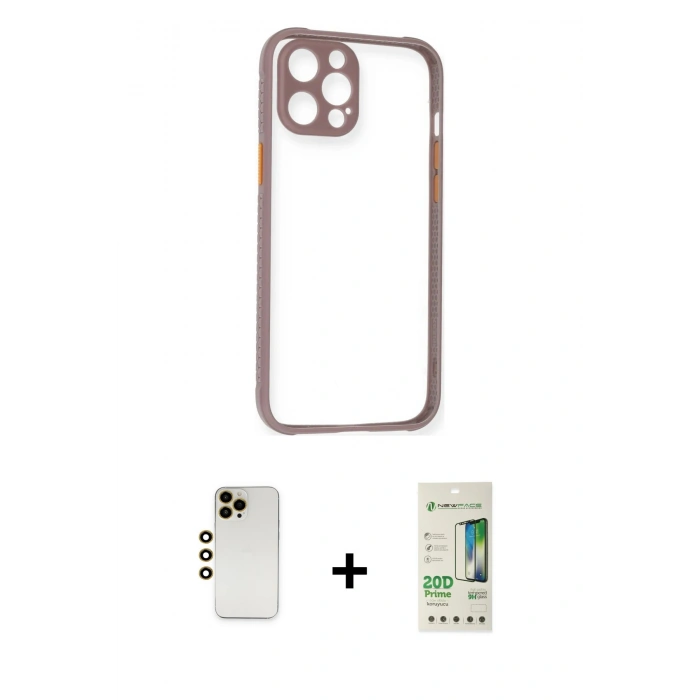 MARSİLYAN™- iPhone 12 Pro Max Kılıf Nova Asil Özel Seri - Siyah 20D Premium Cam Ekran Koruyucu + Shine Kamera Lens - GD