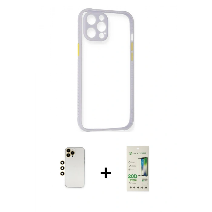 MARSİLYAN™- iPhone 12 Pro Max Kılıf Nova Asil Özel Seri - Siyah 20D Premium Cam Ekran Koruyucu + Shine Kamera Lens - GD