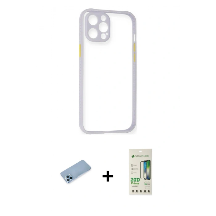 MARSİLYAN™- iPhone 12 Pro Max Kılıf Nova Asil Özel Seri - Siyah 20D Premium Cam Ekran Koruyucu + Shine Kamera Lens Koruma Cam - MI