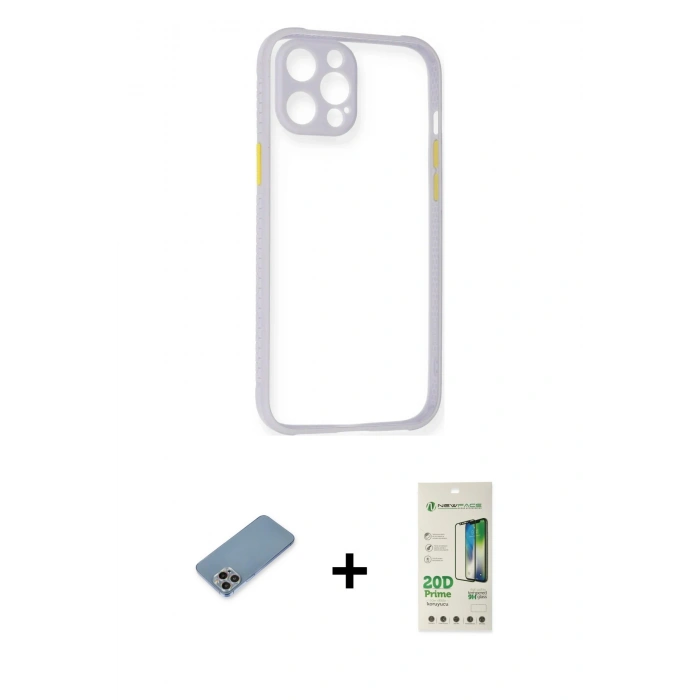MARSİLYAN™- iPhone 12 Pro Max Kılıf Nova Asil Özel Seri - Siyah 20D Premium Cam Ekran Koruyucu + Shine Kamera Lens Koruma Cam - GI