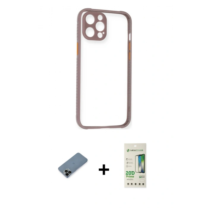 MARSİLYAN™- iPhone 12 Pro Max Kılıf Nova Asil Özel Seri - Siyah 20D Premium Cam Ekran Koruyucu + Shine Kamera Lens Koruma Cam - SH