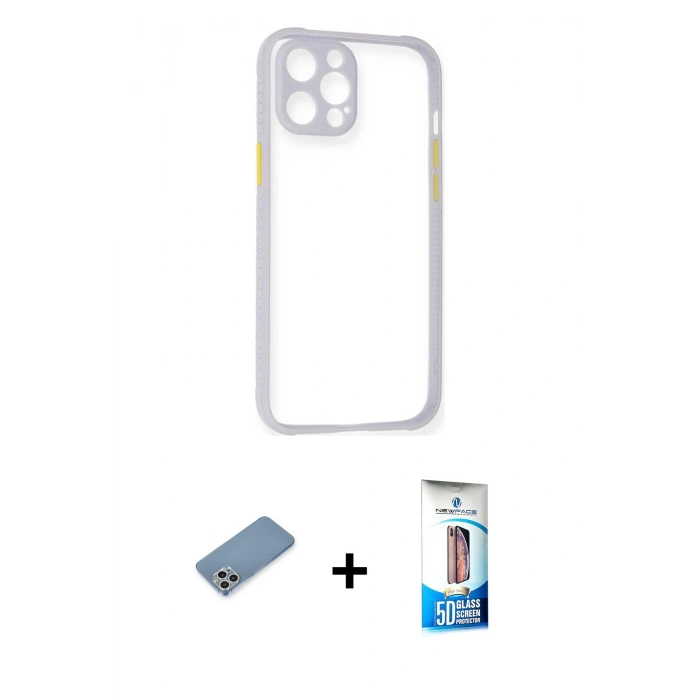 MARSİLYAN™- iPhone 12 Pro Max Kılıf Nova Asil Özel Seri - Siyah 5D Eko Cam Ekran Koruyucu + Shine Kamera Lens Koruma Cam - GS