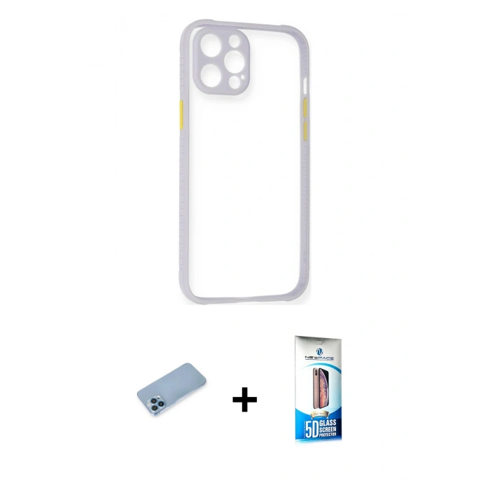 MARSİLYAN™- iPhone 12 Pro Max Kılıf Nova Asil Özel Seri - Siyah 5D Eko Cam Ekran Koruyucu + Shine Kamera Lens Koruma Cam - MI