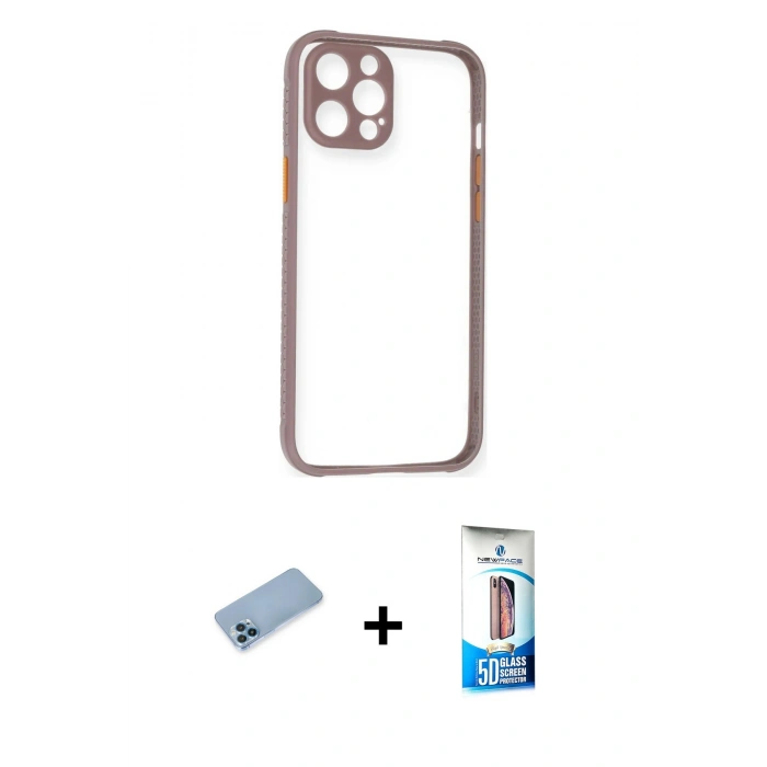 MARSİLYAN™- iPhone 12 Pro Max Kılıf Nova Asil Özel Seri - Siyah 5D Eko Cam Ekran Koruyucu + Shine Kamera Lens Koruma Cam - MI