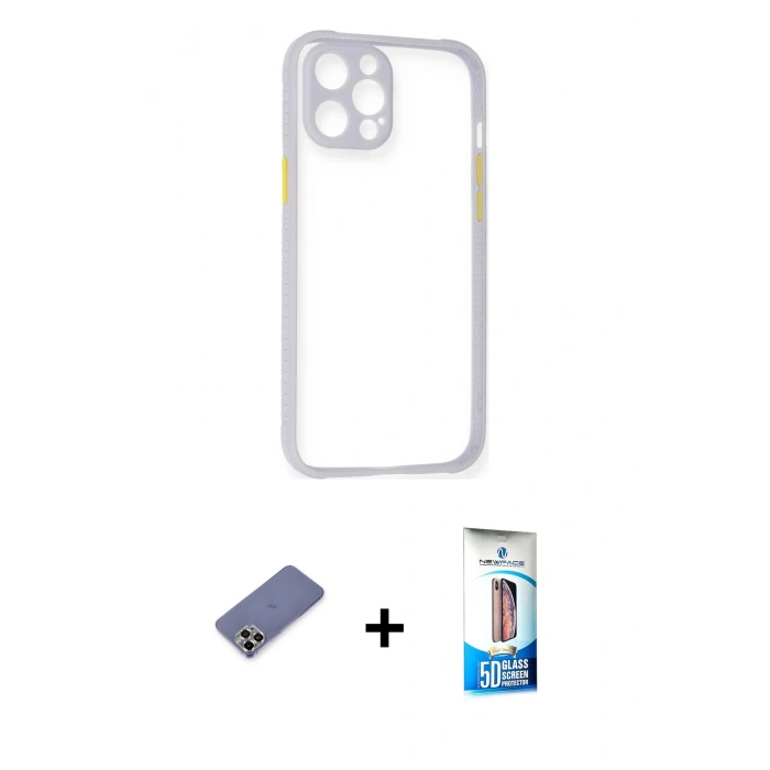 MARSİLYAN™- iPhone 12 Pro Max Kılıf Nova Asil Özel Seri - Siyah 5D Eko Cam Ekran Koruyucu + Metal Kamera Lens Koruma Cam - GD