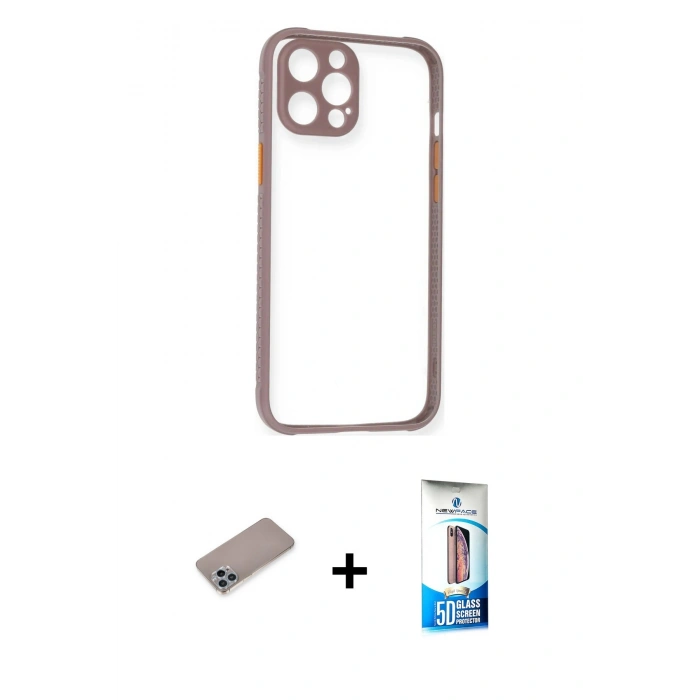MARSİLYAN™- iPhone 12 Pro Max Kılıf Nova Asil Özel Seri - Siyah 5D Eko Cam Ekran Koruyucu + Shine Kamera Lens Koruma Cam - SABE