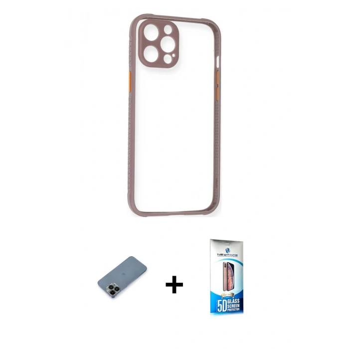 MARSİLYAN™- iPhone 12 Pro Max Kılıf Nova Asil Özel Seri - Siyah 5D Eko Cam Ekran Koruyucu + Shine Kamera Lens Koruma Cam - SH