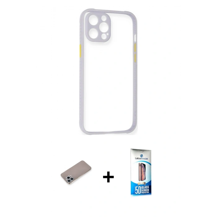 MARSİLYAN™- iPhone 12 Pro Max Kılıf Nova Asil Özel Seri - Siyah 5D Eko Cam Ekran Koruyucu + Shine Kamera Lens Koruma Cam - SABE