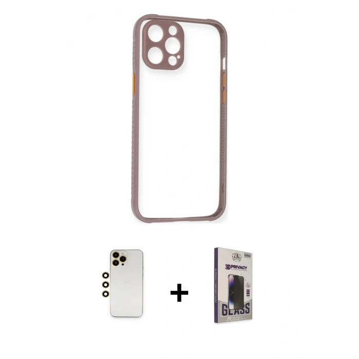 MARSİLYAN™- iPhone 12 Pro Max Kılıf Nova Asil Özel Seri - Siyah Bilvis Hayalet Cam Ekran Koruyucu + Shine Kamera Lens - GD
