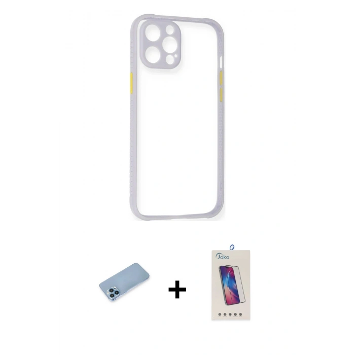 MARSİLYAN™- iPhone 12 Pro Max Kılıf Nova Asil Özel Seri - Siyah Joko 5D Cam + Shine Kamera Lens Koruma Cam - MI