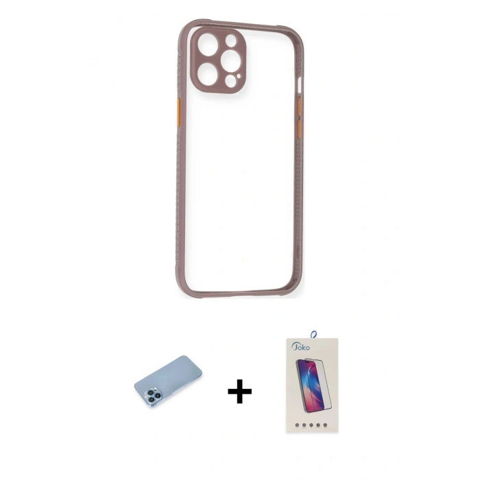 MARSİLYAN™- iPhone 12 Pro Max Kılıf Nova Asil Özel Seri - Siyah Joko 5D Cam + Shine Kamera Lens Koruma Cam - MI