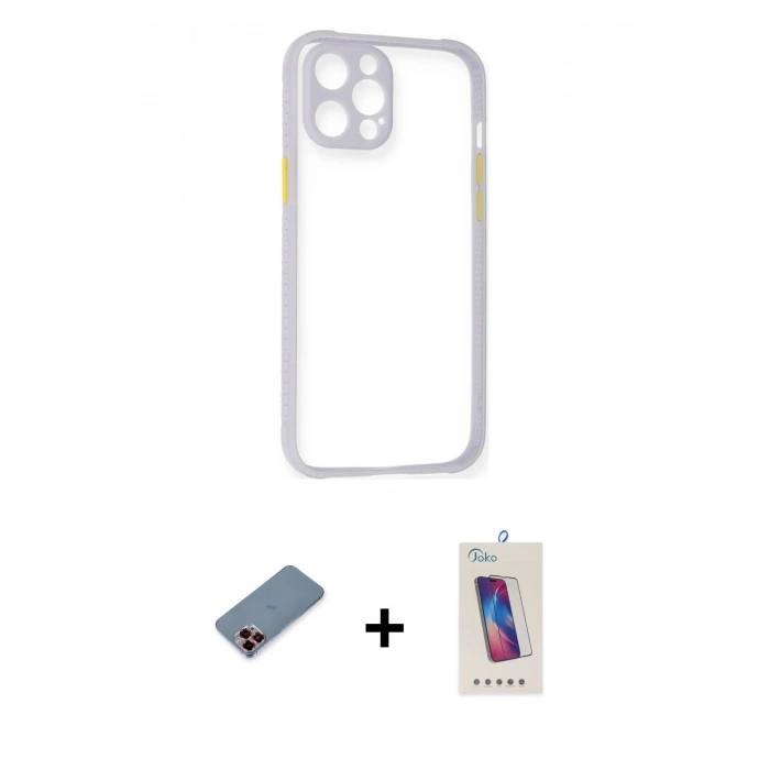 MARSİLYAN™- iPhone 12 Pro Max Kılıf Nova Asil Özel Seri - Siyah Joko 5D Cam + Metal Kamera Lens Koruma Cam - KI