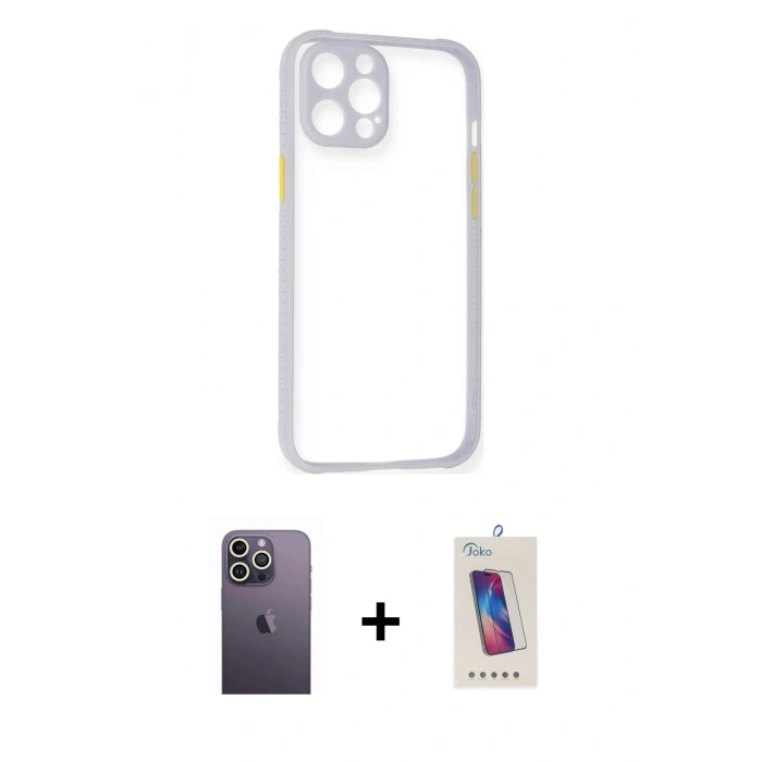 MARSİLYAN™- iPhone 12 Pro Max Kılıf Nova Asil Özel Seri - Siyah Joko 5D Cam + Neon Fosforlu Kamera Lens - BZ