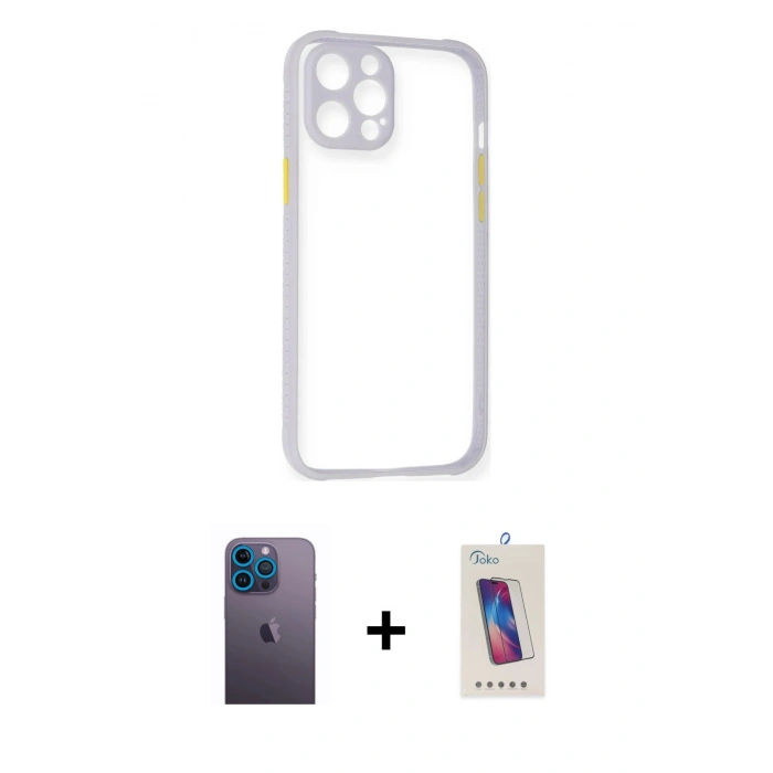 MARSİLYAN™- iPhone 12 Pro Max Kılıf Nova Asil Özel Seri - Siyah Joko 5D Cam + Neon Fosforlu Kamera Lens - MI