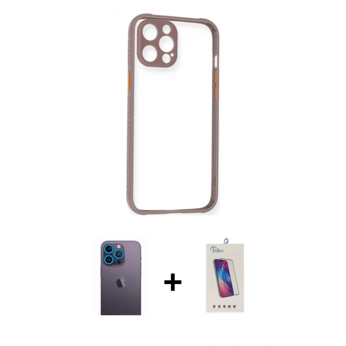 MARSİLYAN™- iPhone 12 Pro Max Kılıf Nova Asil Özel Seri - Siyah Joko 5D Cam + Neon Fosforlu Kamera Lens - MI