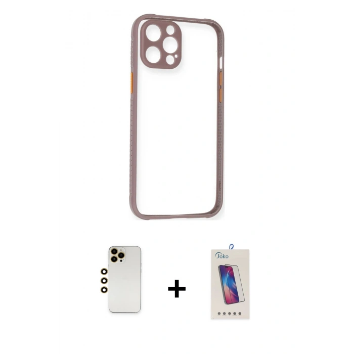 MARSİLYAN™- iPhone 12 Pro Max Kılıf Nova Asil Özel Seri - Siyah Joko 5D Cam + Shine Kamera Lens - GD