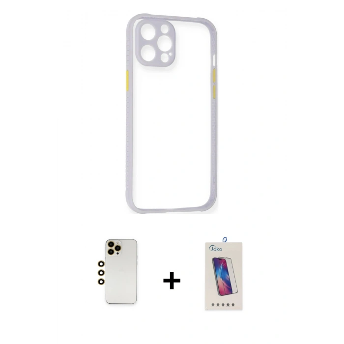 MARSİLYAN™- iPhone 12 Pro Max Kılıf Nova Asil Özel Seri - Siyah Joko 5D Cam + Shine Kamera Lens - GD
