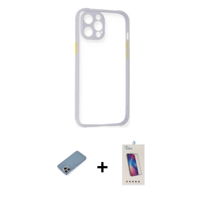 MARSİLYAN™- iPhone 12 Pro Max Kılıf Nova Asil Özel Seri - Siyah Joko 5D Cam + Shine Kamera Lens Koruma Cam - GI