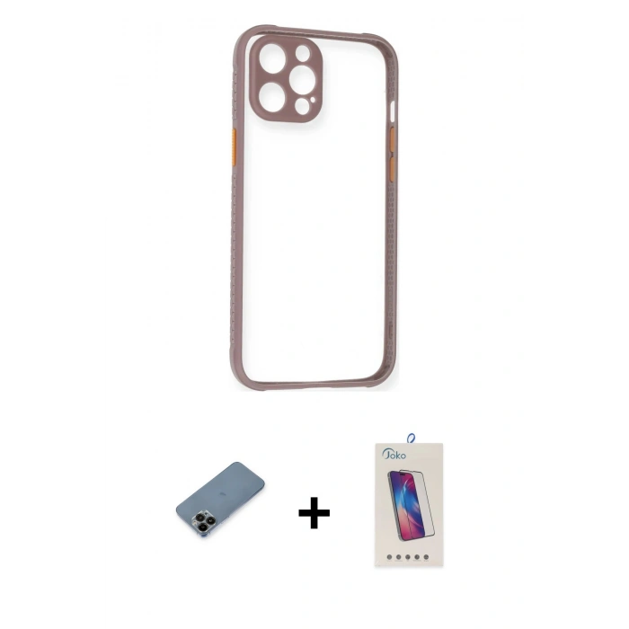 MARSİLYAN™- iPhone 12 Pro Max Kılıf Nova Asil Özel Seri - Siyah Joko 5D Cam + Shine Kamera Lens Koruma Cam - SH