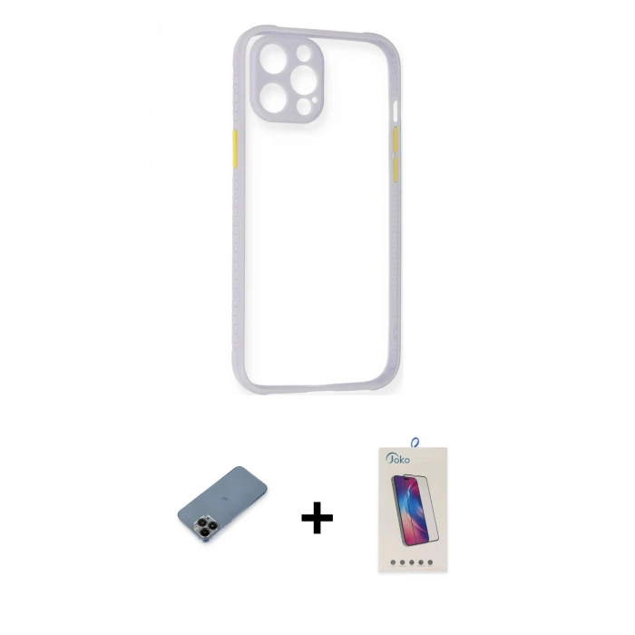 MARSİLYAN™- iPhone 12 Pro Max Kılıf Nova Asil Özel Seri - Siyah Joko 5D Cam + Shine Kamera Lens Koruma Cam - SH