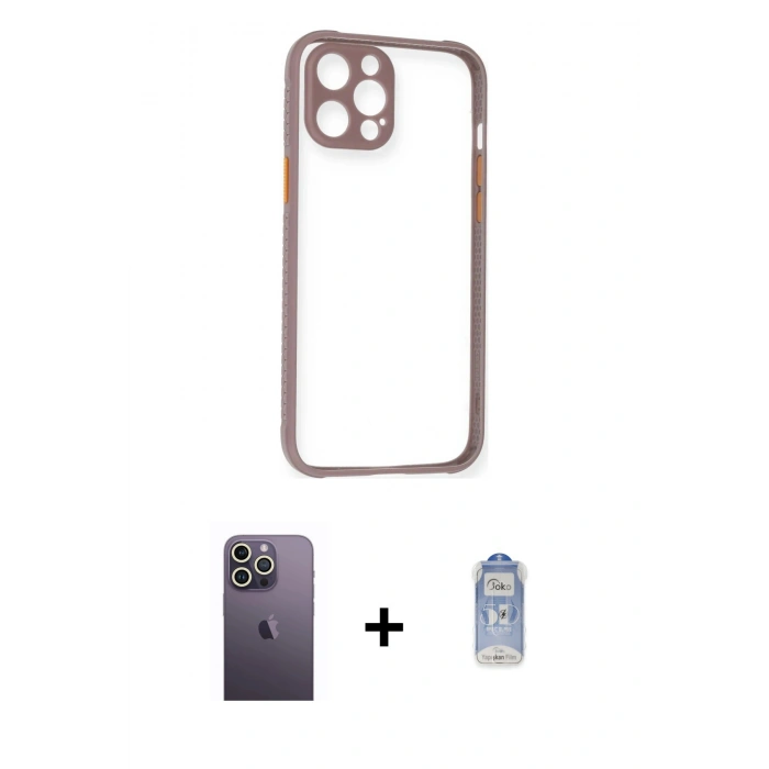 MARSİLYAN™- iPhone 12 Pro Max Kılıf Nova Asil Özel Seri - Siyah Joko Magic 5D Cam + Neon Fosforlu Kamera Lens - BZ