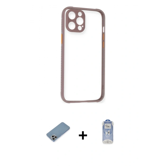 MARSİLYAN™- iPhone 12 Pro Max Kılıf Nova Asil Özel Seri - Siyah Joko Magic 5D Cam + Shine Kamera Lens Koruma Cam - GI