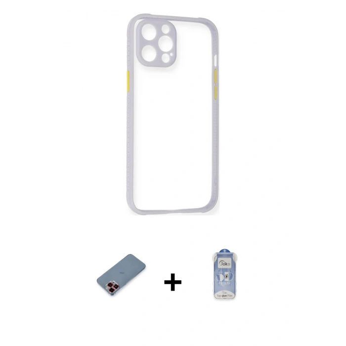 MARSİLYAN™- iPhone 12 Pro Max Kılıf Nova Asil Özel Seri - Siyah Joko Magic 5D Cam + Metal Kamera Lens Koruma Cam - KI