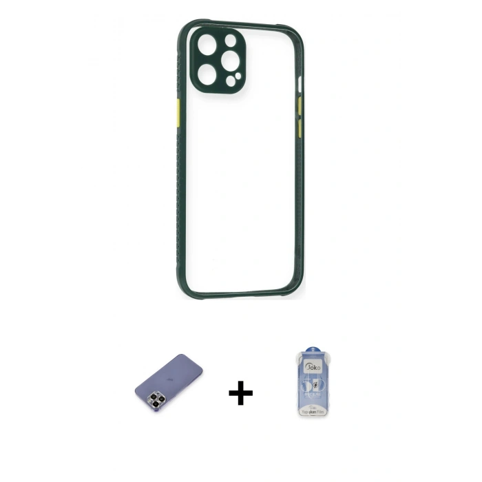 MARSİLYAN™- iPhone 12 Pro Max Kılıf Nova Asil Özel Seri - Siyah Joko Magic 5D Cam + Metal Kamera Lens Koruma Cam - GD