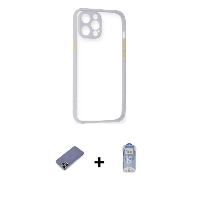 MARSİLYAN™- iPhone 12 Pro Max Kılıf Nova Asil Özel Seri - Siyah Joko Magic 5D Cam + Metal Kamera Lens Koruma Cam - GD